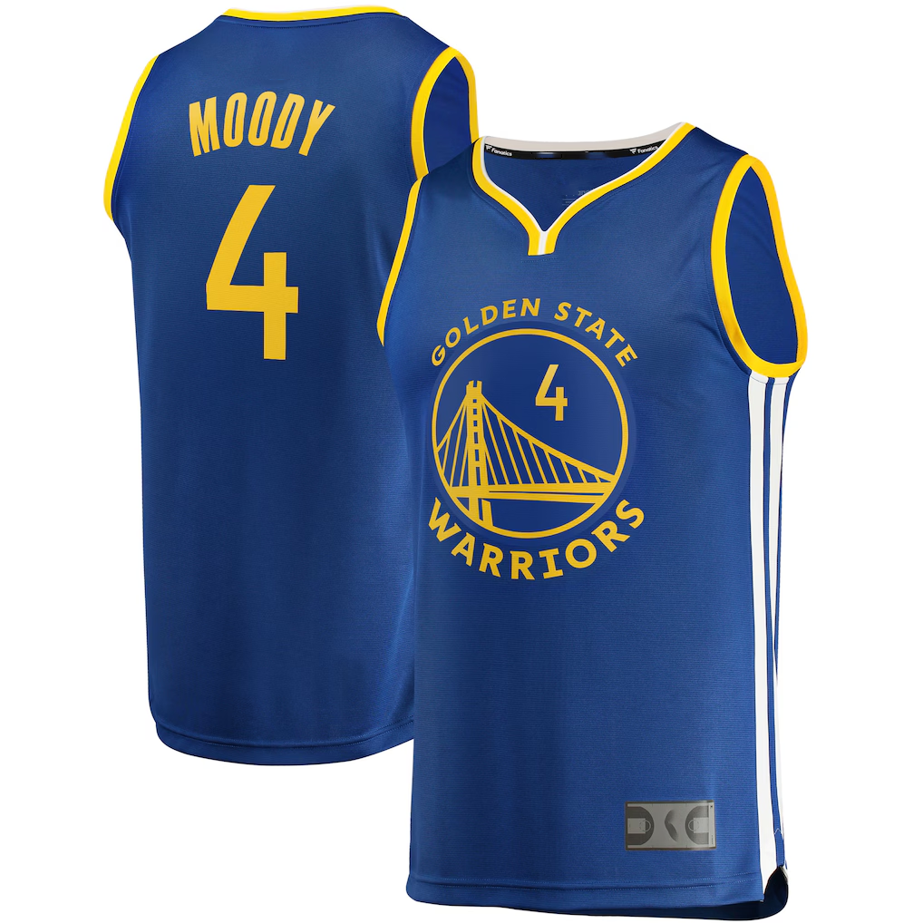 tocy G.State Warriors #4 Moses Moody Royal Fast Break Replica Jerseys - Icon Edition
