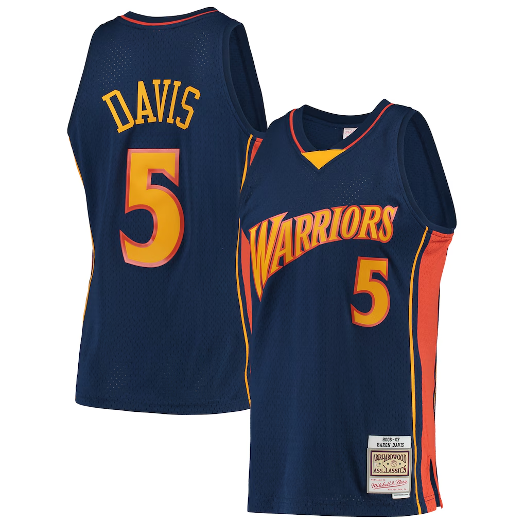 tocy G.State Warriors #5 Baron Davis Mitchell & Ness Navy 200607 Hardwood Classics Swingman Jerseys