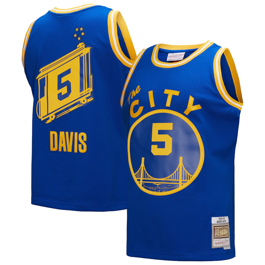 tocy G.State Warriors #5 Baron Davis Mitchell & Ness Royal Hardwood Classics 200405 Swingman Jerseys