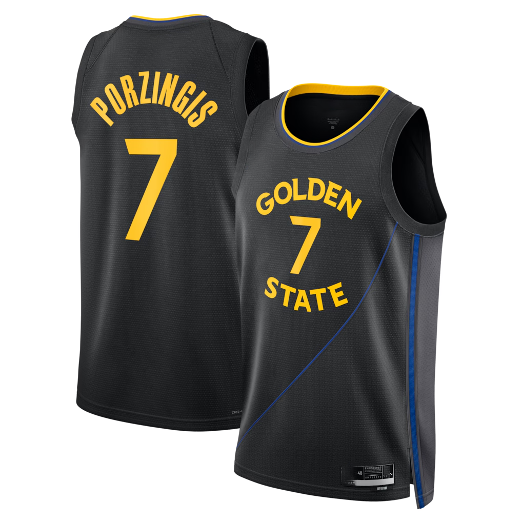 tocy G.State Warriors #7 Kristaps Porzi??is Black Swingman Jerseys - Statement Edition