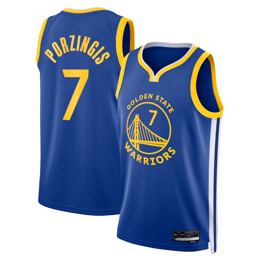 tocy G.State Warriors #7 Kristaps Porzi??is Royal Swingman Jerseys - Icon Edition