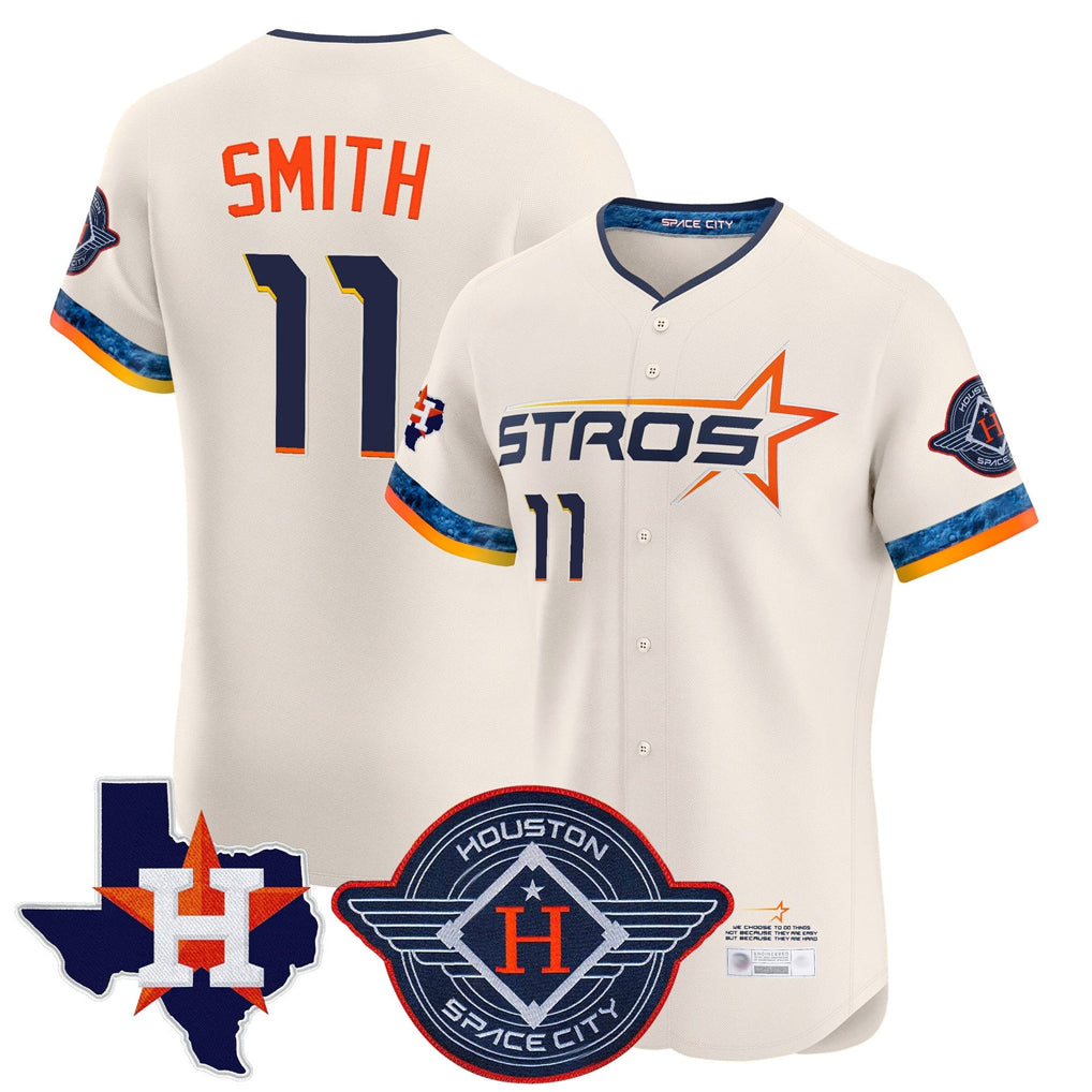 tocy H.Astros #11 Cam Smith Player Cream City Connect Texas Patch Vapor Premier Limited Elite Home Stitched Jerseys
