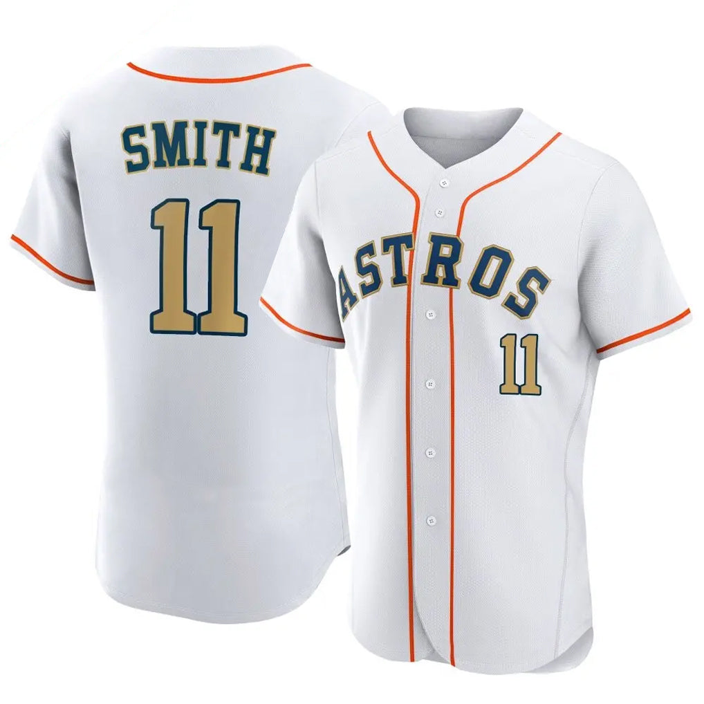 tocy H.Astros #11 Cam Smith Player Gold Collection Limited Elite Home Stitched Jerseys