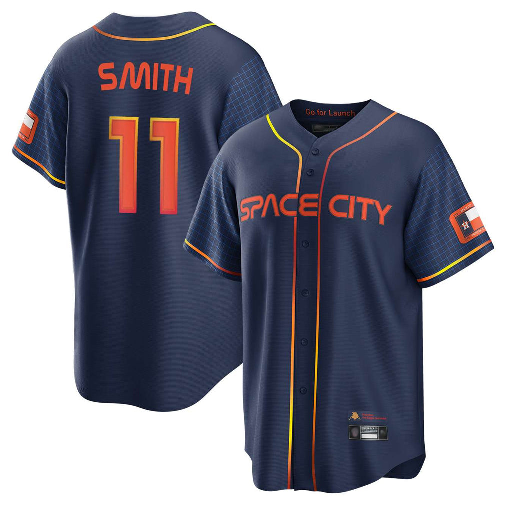 tocy H.Astros #11 Cam Smith Player Navy City Connect Home Game Stitched Jerseys