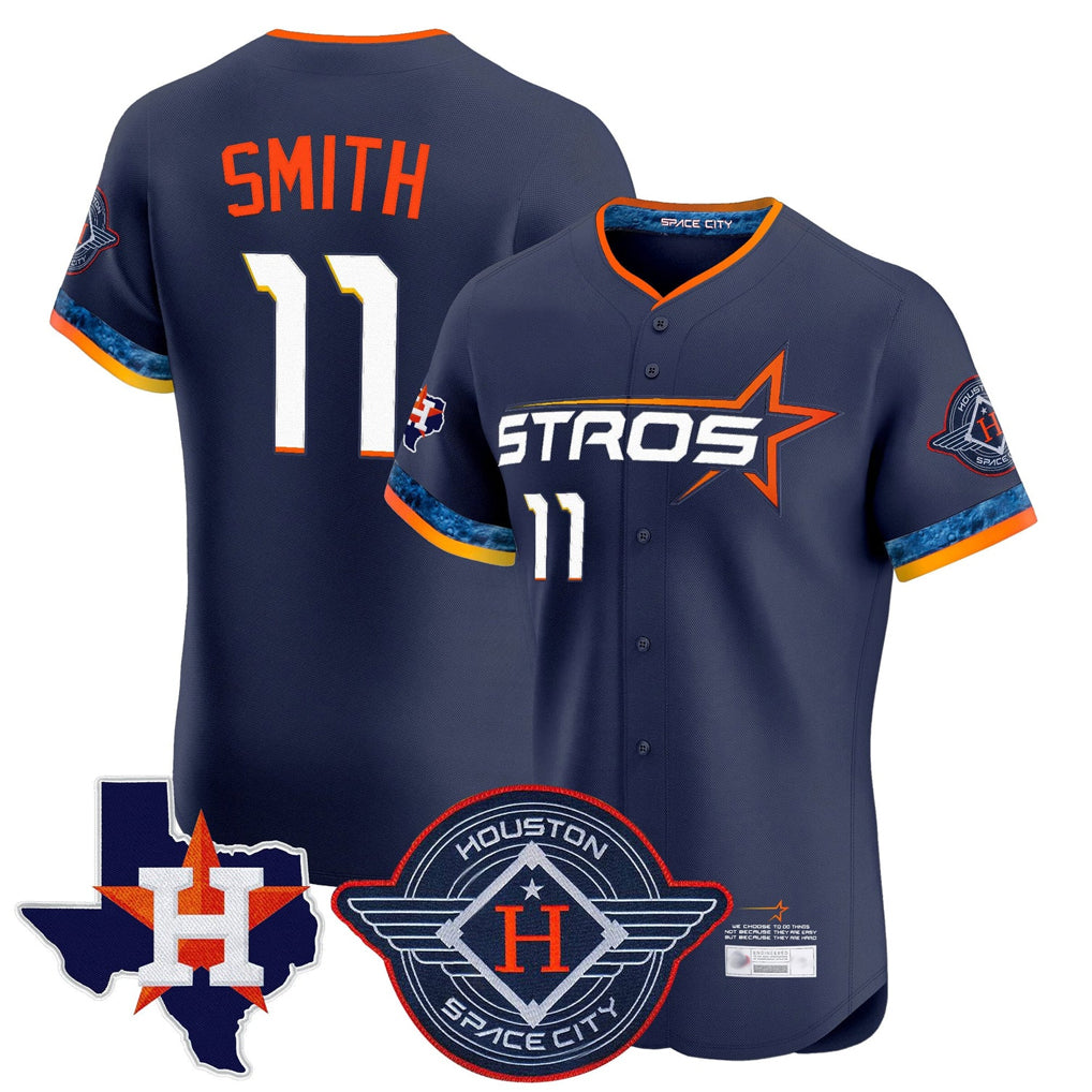 tocy H.Astros #11 Cam Smith Player Navy City Connect Texas Patch Vapor Premier Limited Elite Home Stitched Jerseys