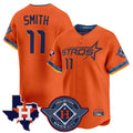 tocy H.Astros #11 Cam Smith Player Orange City Connect Texas Patch Vapor Premier Limited Home Stitched Jerseys