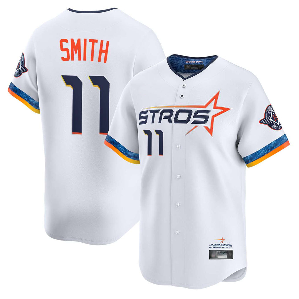 tocy H.Astros #11 Cam Smith Player White City Connect Limited Home Stitched Jerseys