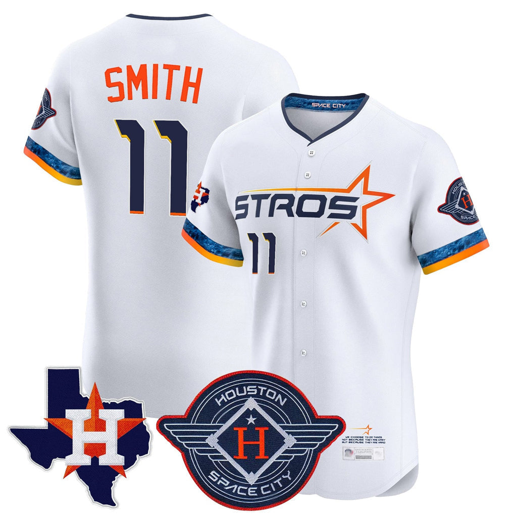 tocy H.Astros #11 Cam Smith Player White City Connect Texas Patch Vapor Premier Limited Elite Home Stitched Jerseys