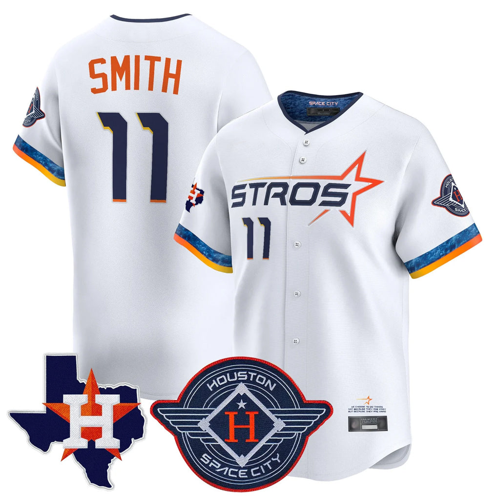tocy H.Astros #11 Cam Smith Player White City Connect Texas Patch Vapor Premier Limited Home Stitched Jerseys