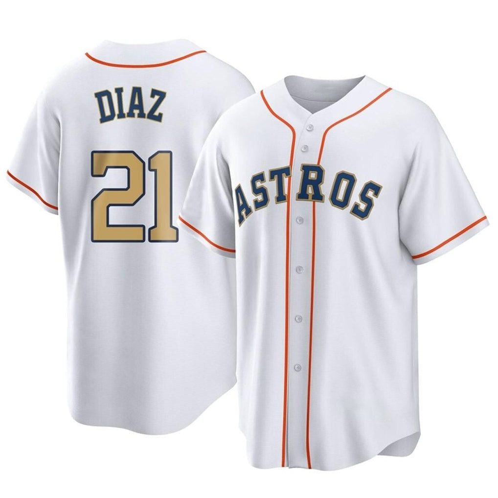 tocy H.Astros #21 Yainer Diaz Player Gold Collection Game Home Stitched Jerseys