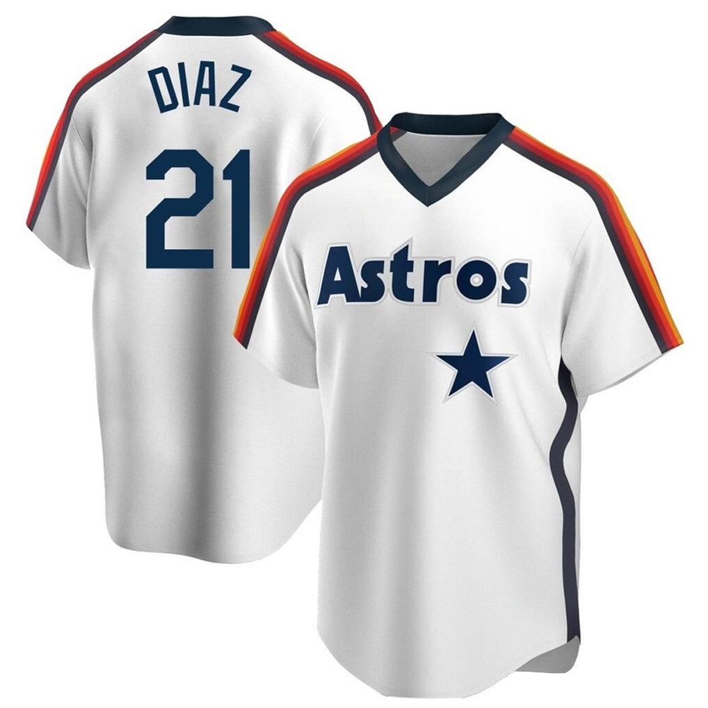 tocy H.Astros #21 Yainer Diaz Player White Cooperstown Collection T-shirt Stitched Jerseys