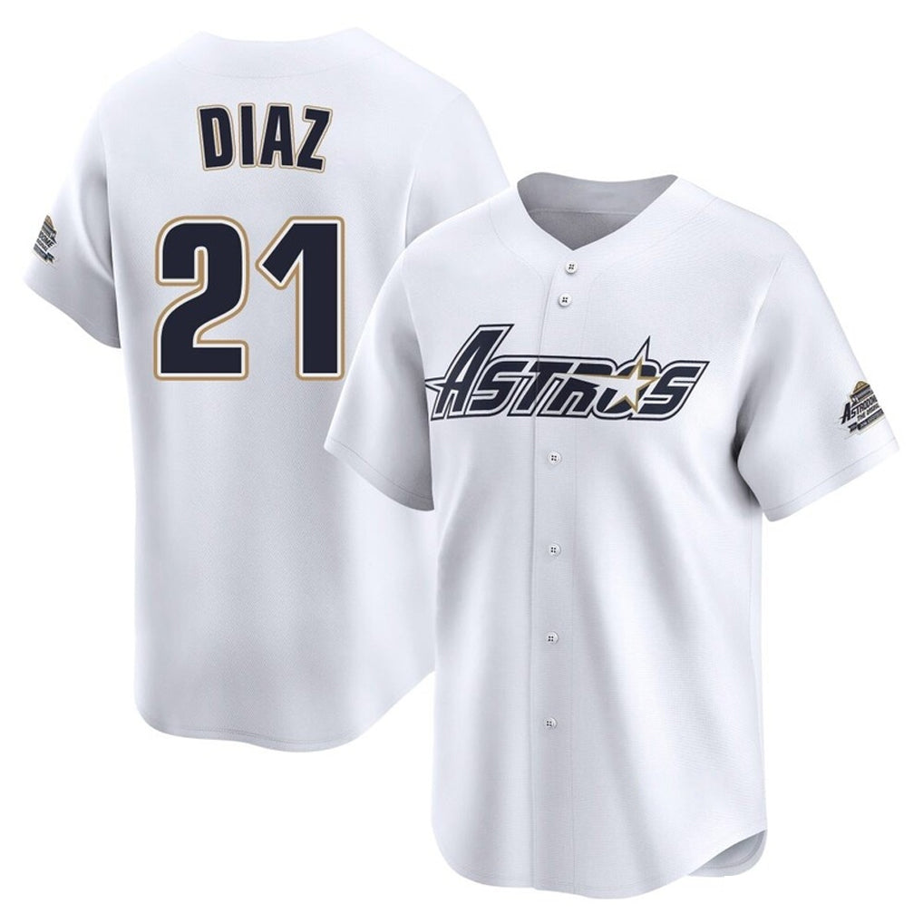 tocy H.Astros #21 Yainer Diaz Player White Throwback Cooperstown Collection Limited Stitched Jerseys