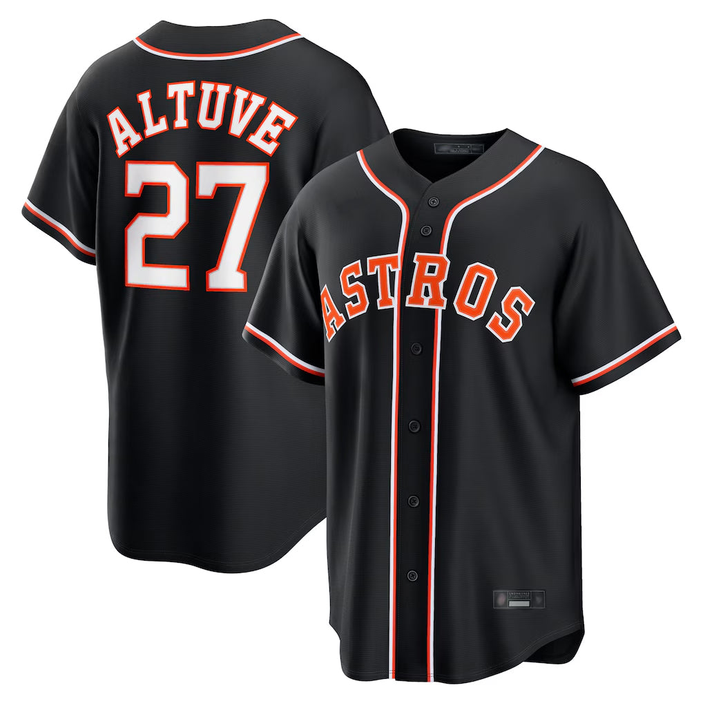 tocy H.Astros #27 Jose Altuve Player Black Fashion Out Home Game Stitched Jerseys
