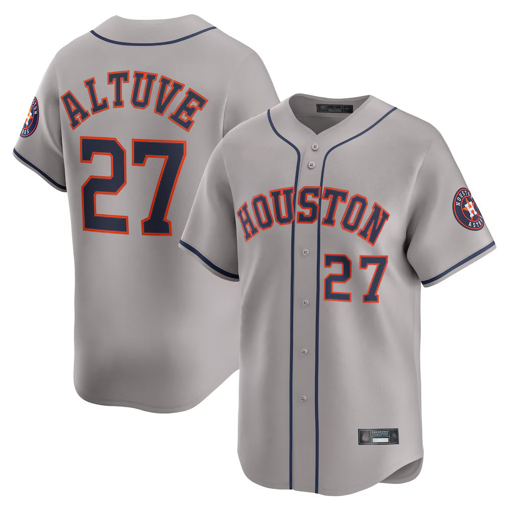 tocy H.Astros #27 Jose Altuve Player Gray Home Limited Stitched Jerseys