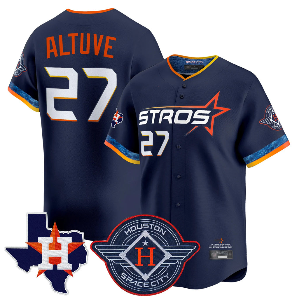 tocy H.Astros #27 Jose Altuve Player Navy City Connect Texas Patch Vapor Premier Limited Home Stitched Jerseys