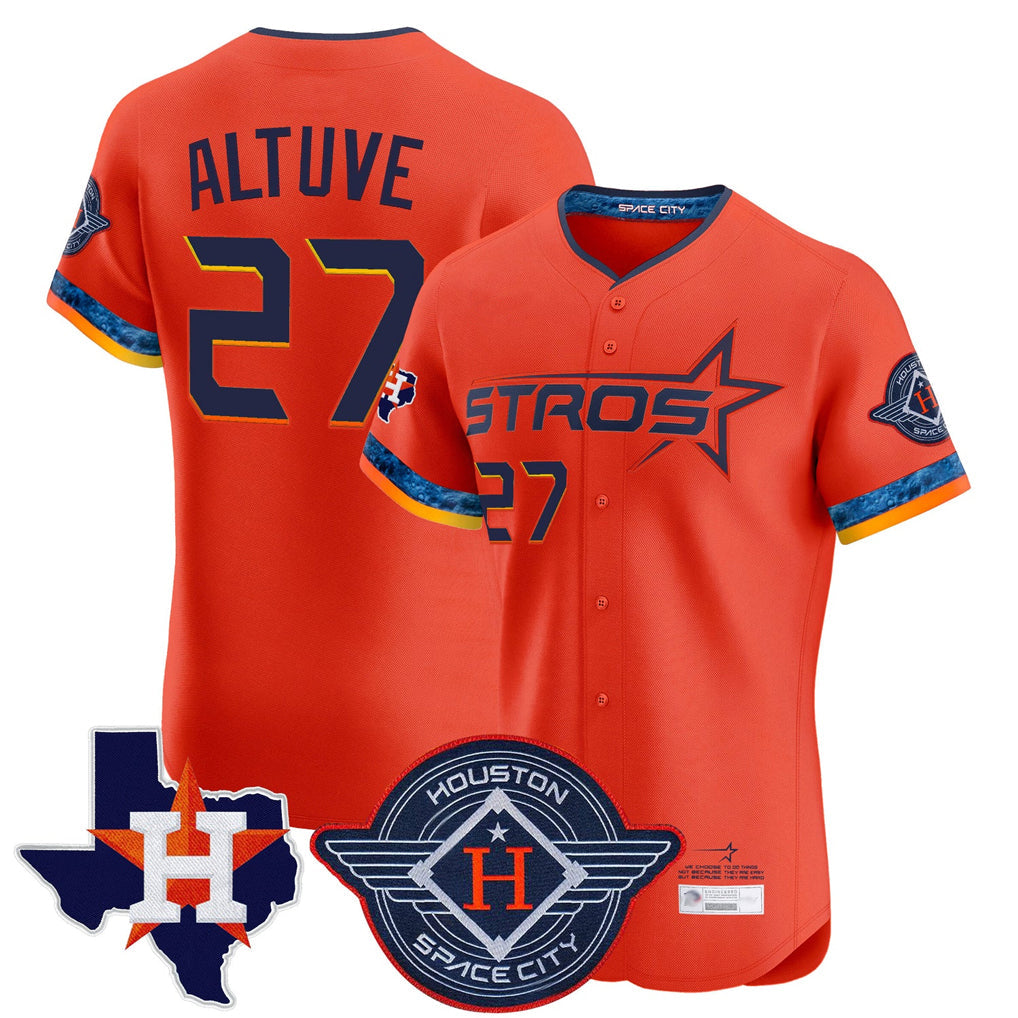 tocy H.Astros #27 Jose Altuve Player Orange City Connect Texas Patch Vapor Premier Limited Elite Home Stitched Jerseys
