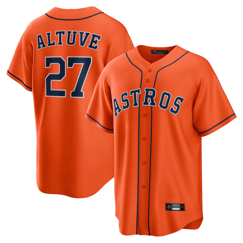tocy H.Astros #27 Jose Altuve Player Orange Home Game Stitched Jerseys