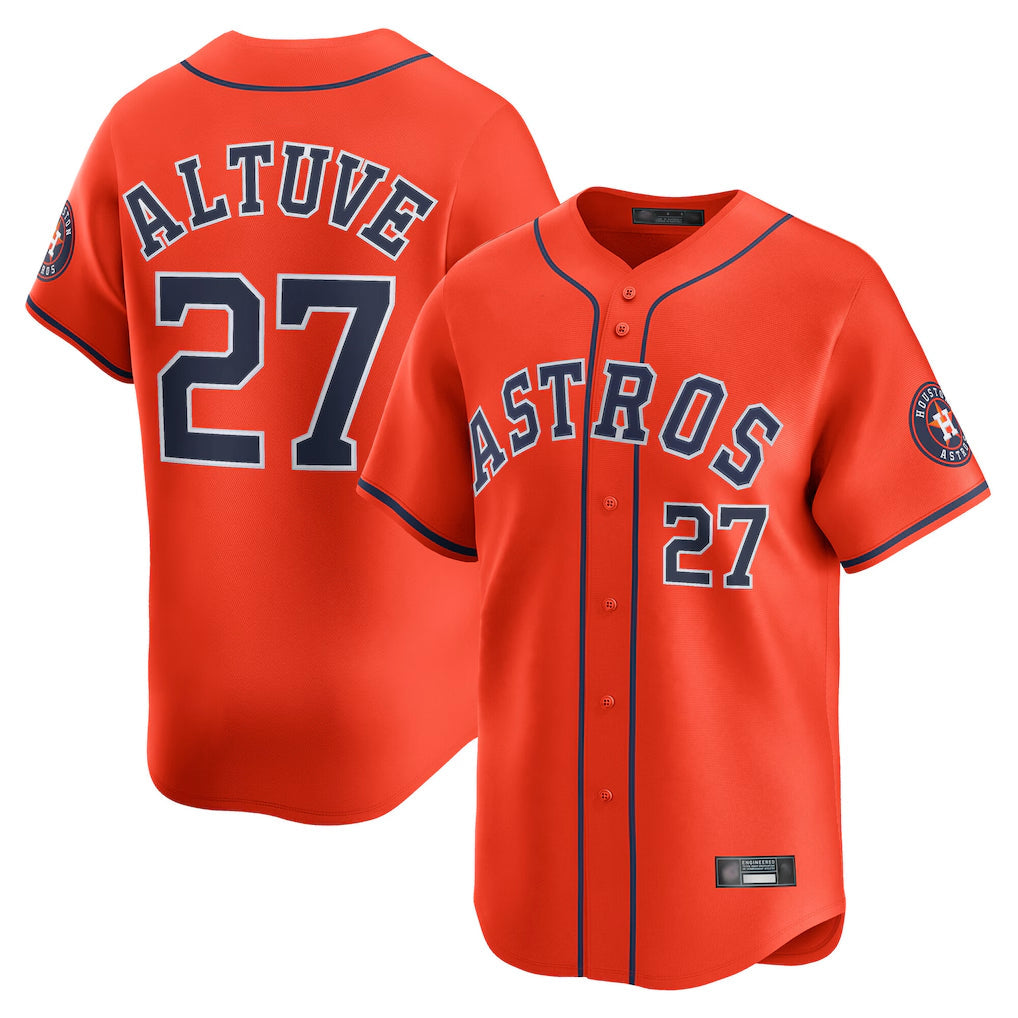 tocy H.Astros #27 Jose Altuve Player Orange Home Limited Stitched Jerseys