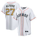 tocy H.Astros #27 Jose Altuve Player White Gold Collection Game Home Stitched Jerseys
