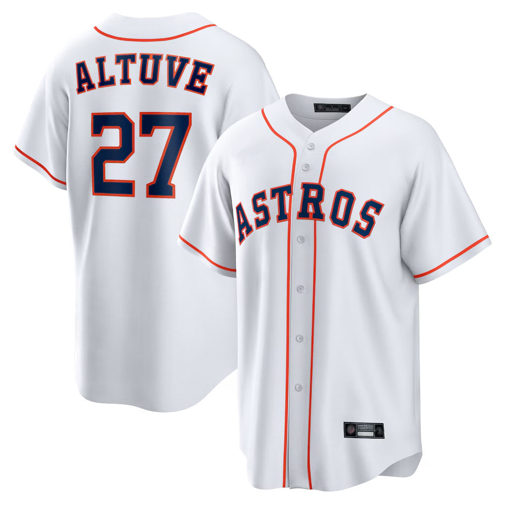 tocy H.Astros #27 Jose Altuve Player White Home Game Stitched Jerseys