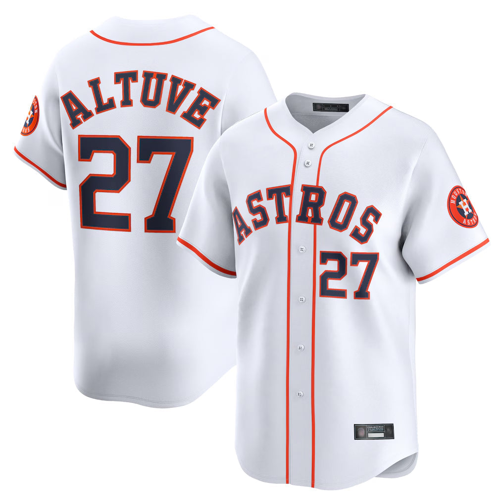 tocy H.Astros #27 Jose Altuve Player White Home Limited Stitched Jerseys