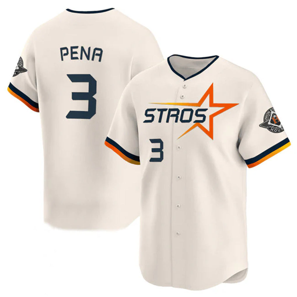 tocy H.Astros #3 Jeremy Pe?a Player Cream Limited Home Stitched Jerseys