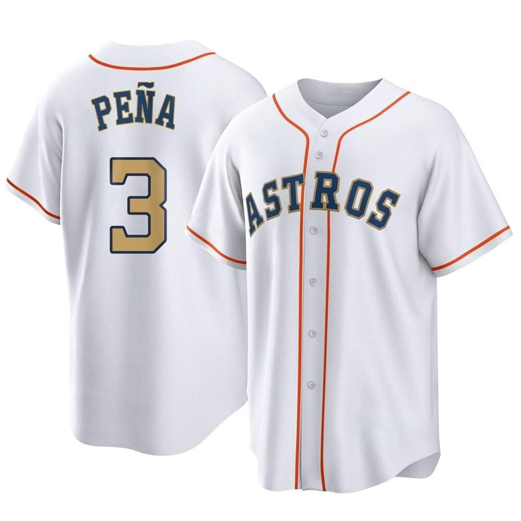 tocy H.Astros #3 Jeremy Pe?a Player Gold Collection Game Home Stitched Jerseys