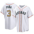 tocy H.Astros #3 Jeremy Pe?a Player Gold Collection Game Home Stitched Jerseys