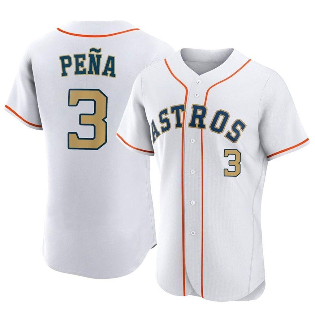 tocy H.Astros #3 Jeremy Pe?a Player Gold Collection Limited Elite Home Stitched Jerseys