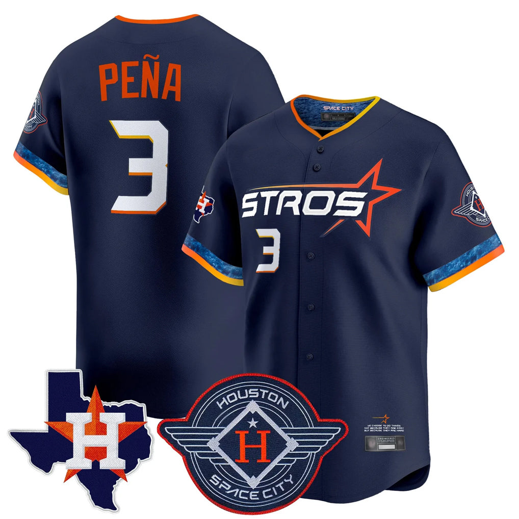 tocy H.Astros #3 Jeremy Pe?a Player Navy City Connect Texas Patch Vapor Premier Limited Home Stitched Jerseys