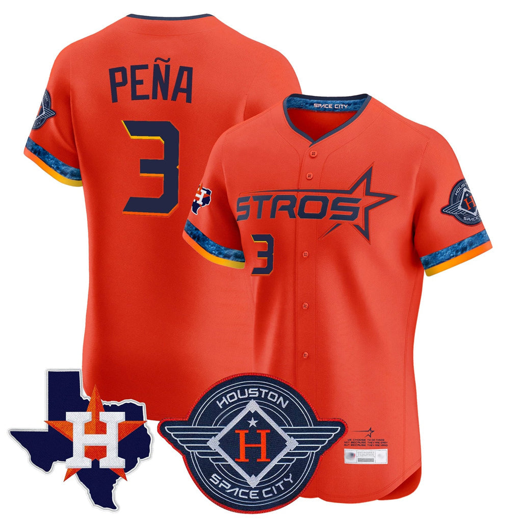 tocy H.Astros #3 Jeremy Pe?a Player Orange City Connect Texas Patch Vapor Premier Limited Elite Home Stitched Jerseys