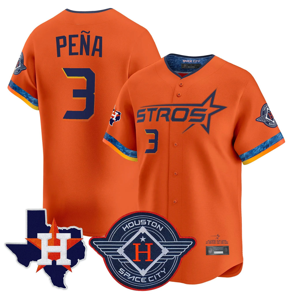 tocy H.Astros #3 Jeremy Pe?a Player Orange City Connect Texas Patch Vapor Premier Limited Home Stitched Jerseys