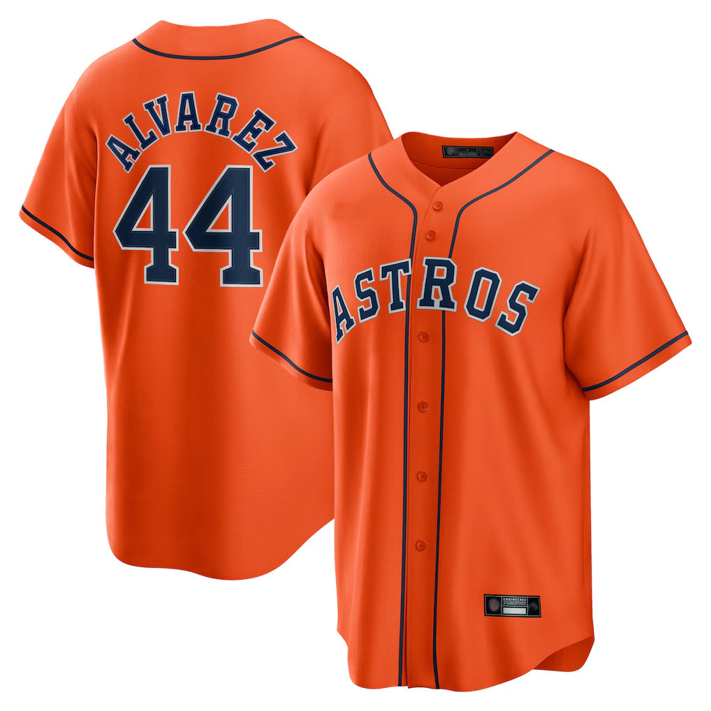 tocy H.Astros #44 Yordan Alvarez Player Orange Home Game Stitched Jerseys