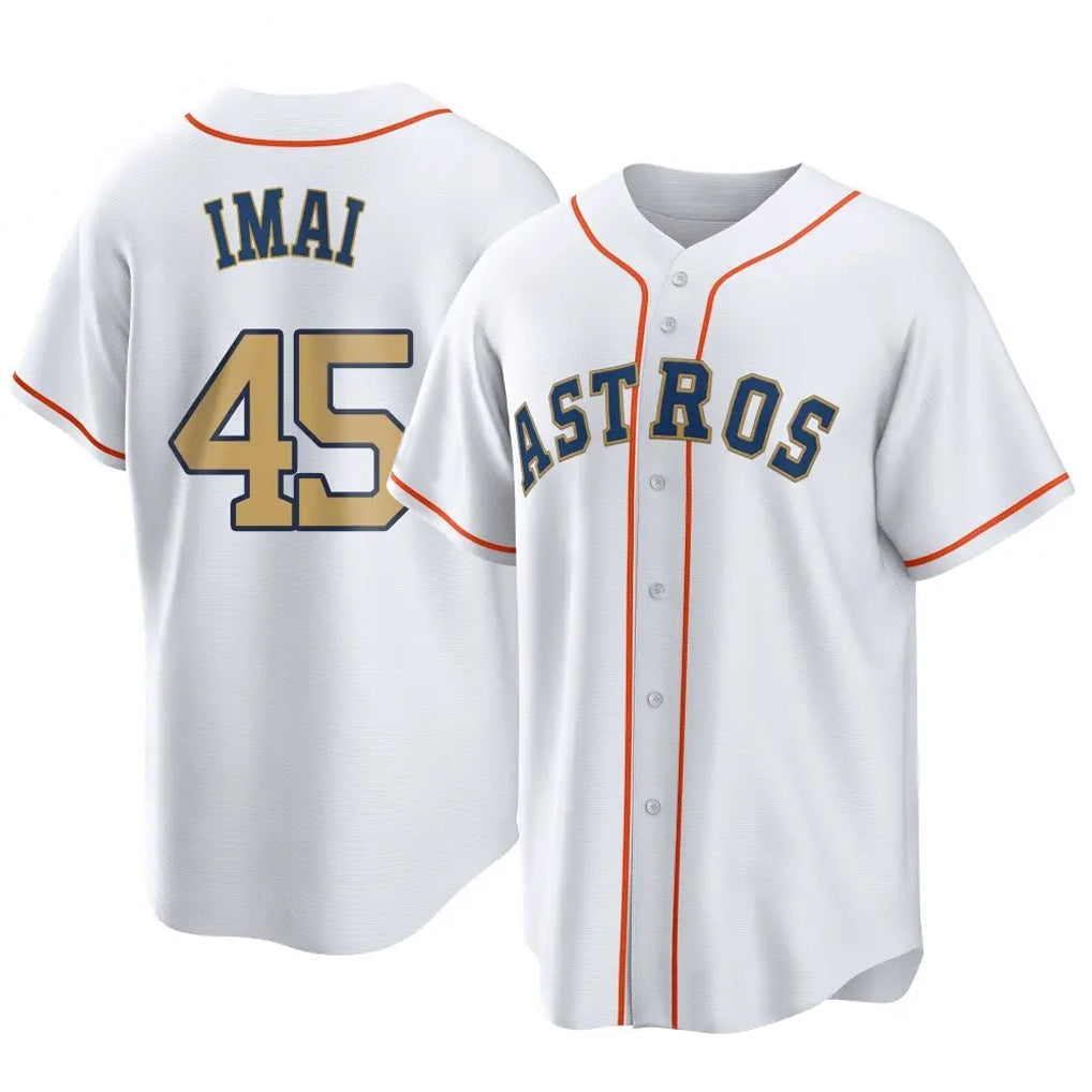 tocy H.Astros #45 Tatsuya Imai Player Gold Collection Game Home Stitched Jerseys