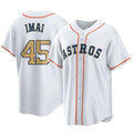 tocy H.Astros #45 Tatsuya Imai Player Gold Collection Game Home Stitched Jerseys