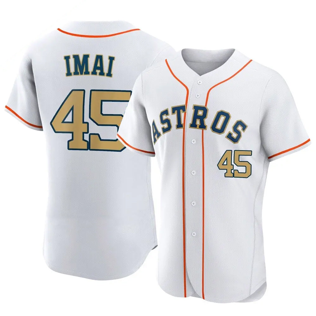 tocy H.Astros #45 Tatsuya Imai Player Gold Collection Limited Elite Home Stitched Jerseys