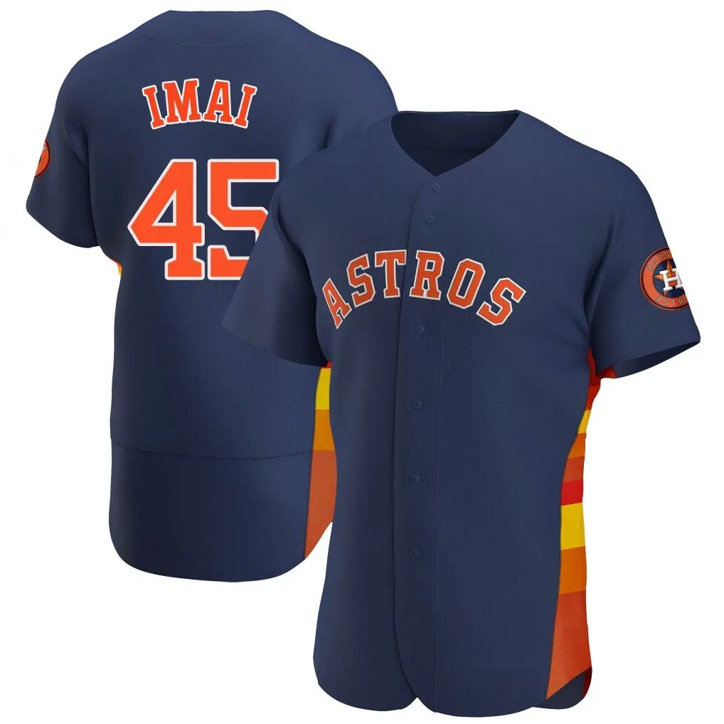 tocy H.Astros #45 Tatsuya Imai Player Navy Home Limited Elite Stitched Jerseys