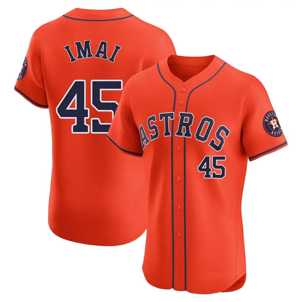 tocy H.Astros #45 Tatsuya Imai Player Orange Home Limited Elite Stitched Jerseys