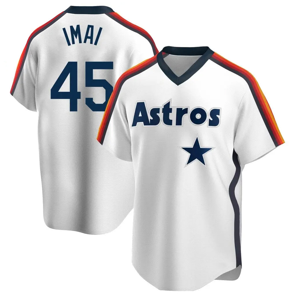 tocy H.Astros #45 Tatsuya Imai Player White Cooperstown Collection T-shirt Stitched Jerseys
