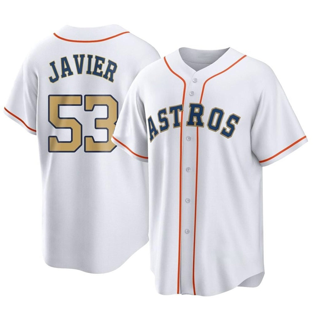 tocy H.Astros #53 Cristian Javier Player Gold Collection Game Home Stitched Jerseys