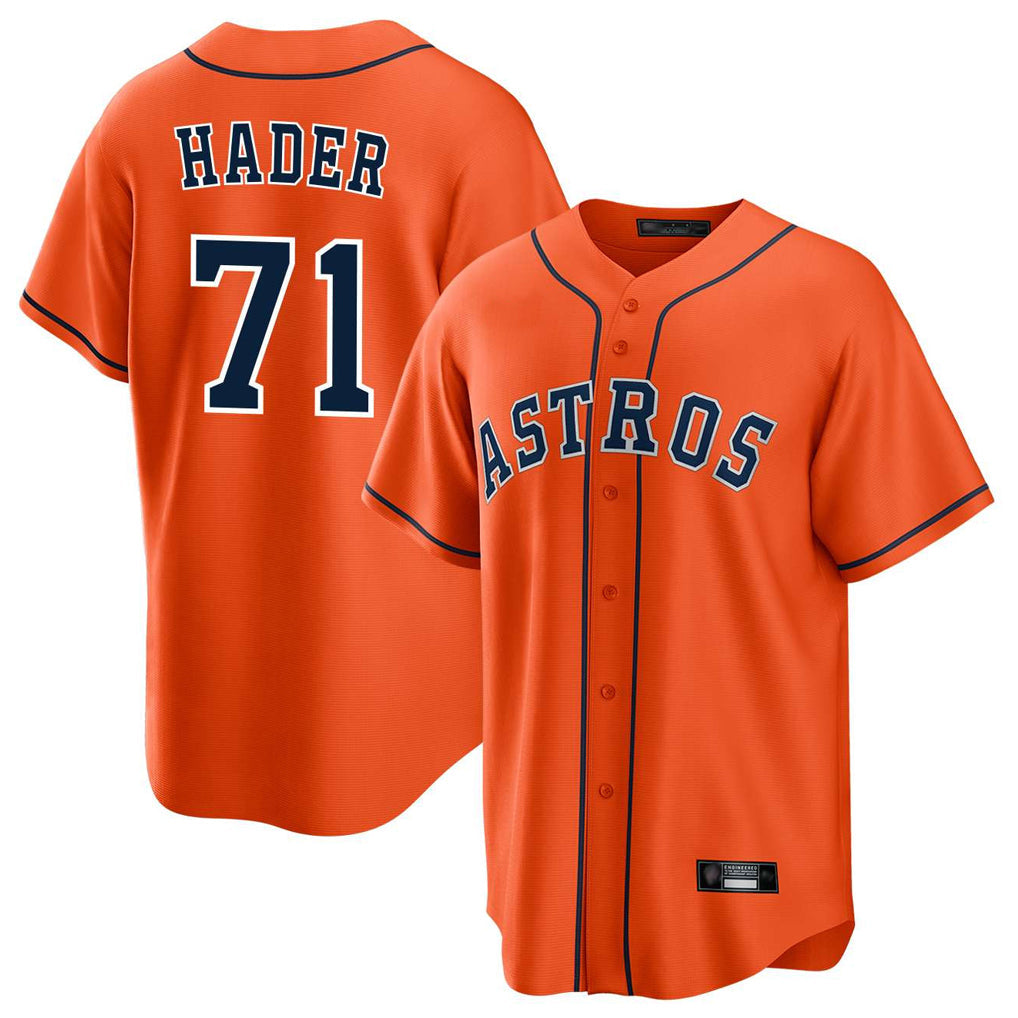 tocy H.Astros #71 Josh Hader Player Orange Home Game Stitched Jerseys
