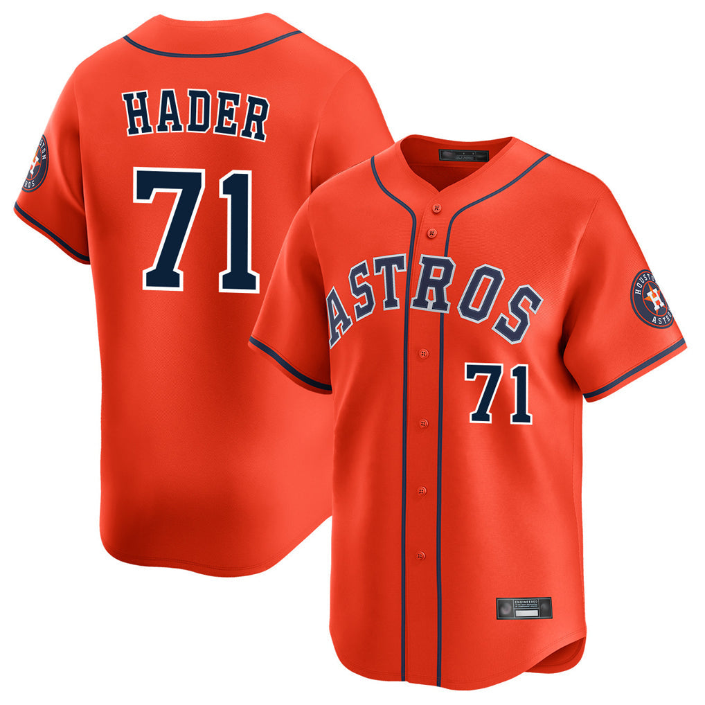 tocy H.Astros #71 Josh Hader Player Orange Home Limited Stitched Jerseys