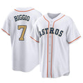 tocy H.Astros #7 Craig Biggio Player Gold Collection Game Home Stitched Jerseys
