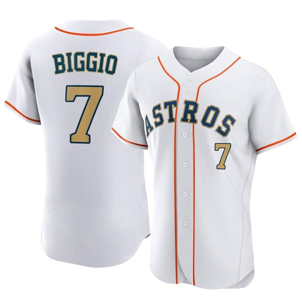 tocy H.Astros #7 Craig Biggio Player Gold Collection Limited Elite Home Stitched Jerseys