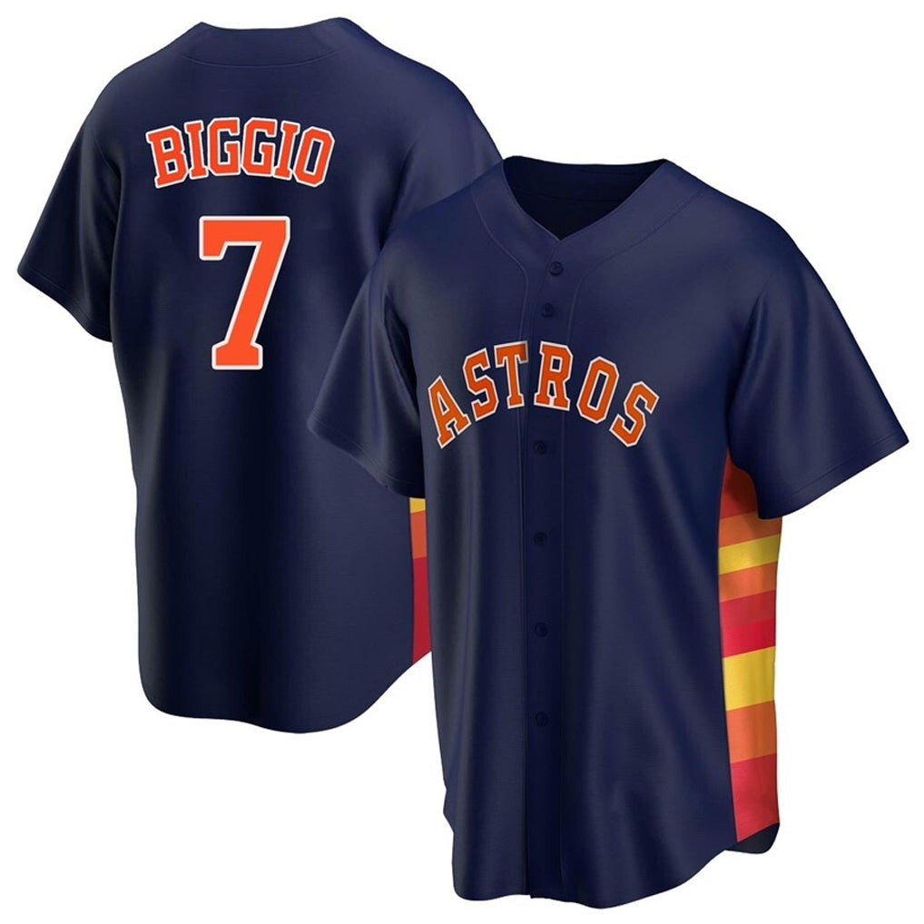 tocy H.Astros #7 Craig Biggio Player Navy Home Game Stitched Jerseys