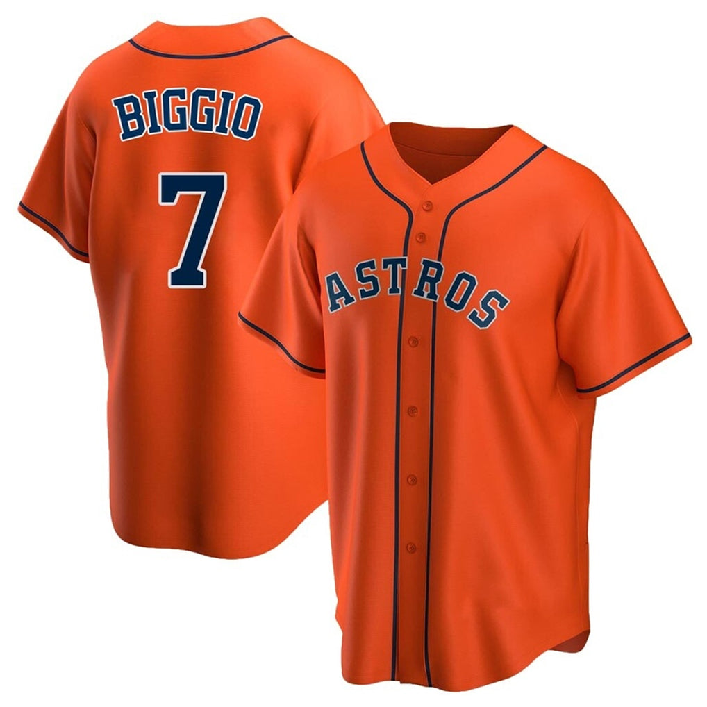 tocy H.Astros #7 Craig Biggio Player Orange Home Game Stitched Jerseys
