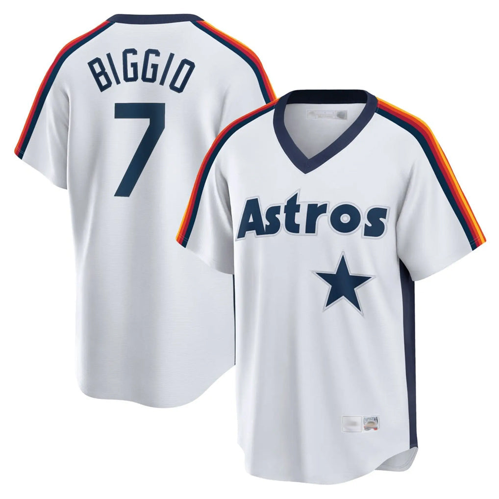 tocy H.Astros #7 Craig Biggio Player White Cooperstown Collection T-shirt Stitched Jerseys