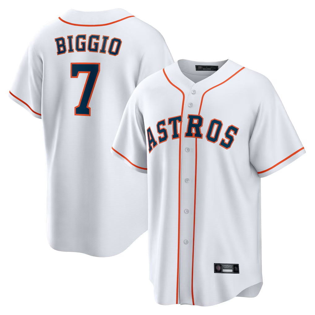 tocy H.Astros #7 Craig Biggio Player White Home Game Stitched Jerseys