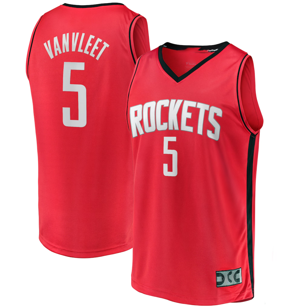 tocy H.Rockets #5 Fred VanVleet Red Fast Break Replica Player Stitched Jerseys-Icon Edition