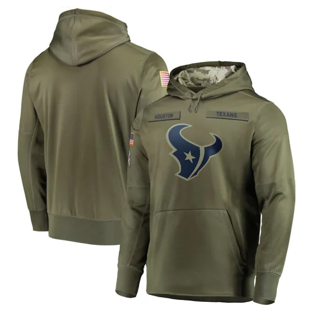 tocy H.Texans Olive Salute to Service Pullover Hoodies Home Game Blank Player Stitched Jerseys